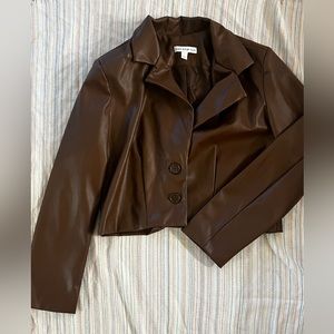 Faux leather crop jacket